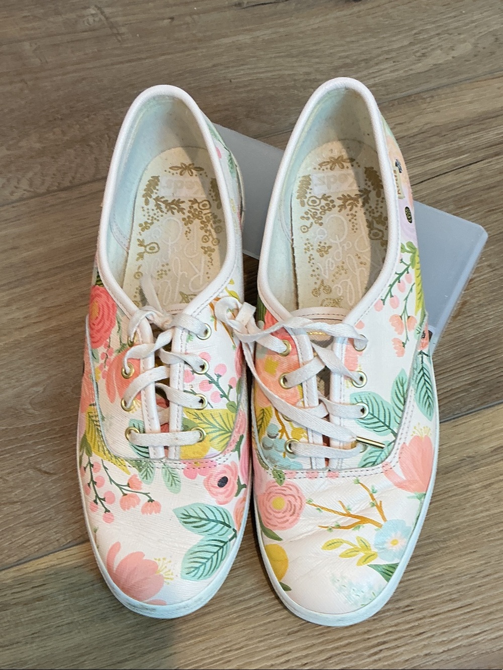 Keds Rifle Paper Floral Sneakers - Pink, Green, Yellow, size 8